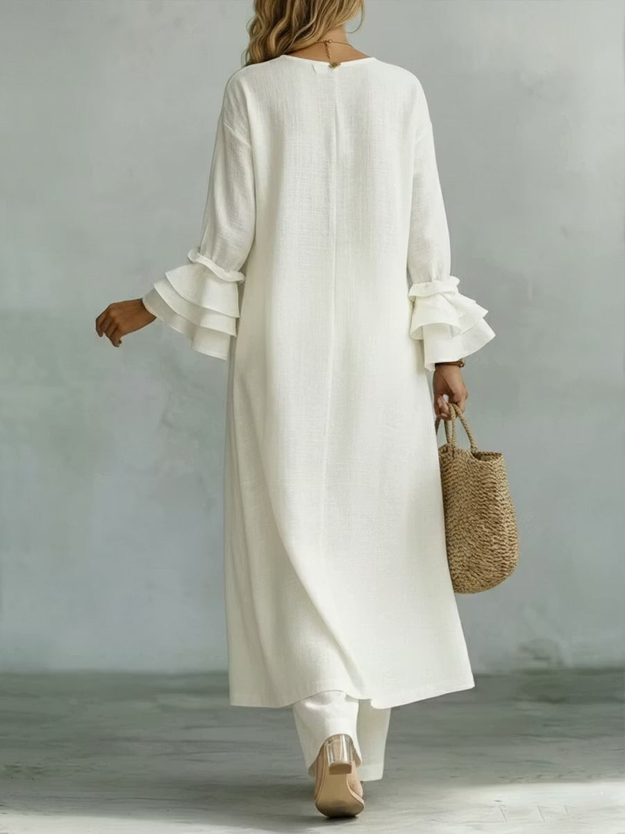 Coordinato casual due pezzi in lino e cotone