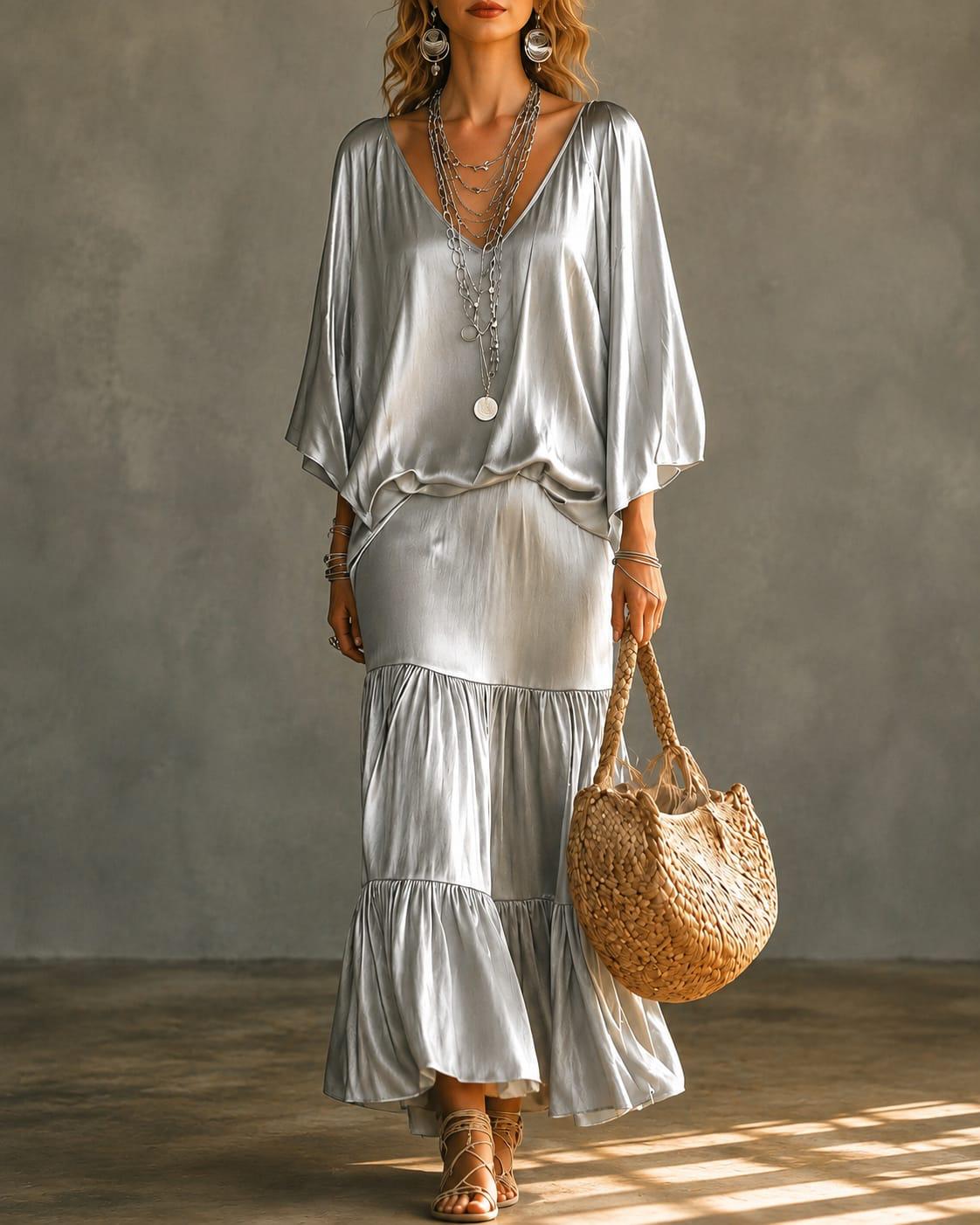 Coordinato Satin Con Borsa in Omaggio